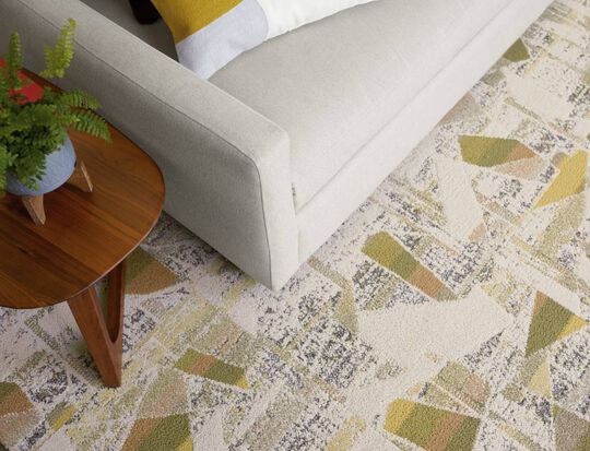 Detail of FLOR High Hopes area rug shown in Maize